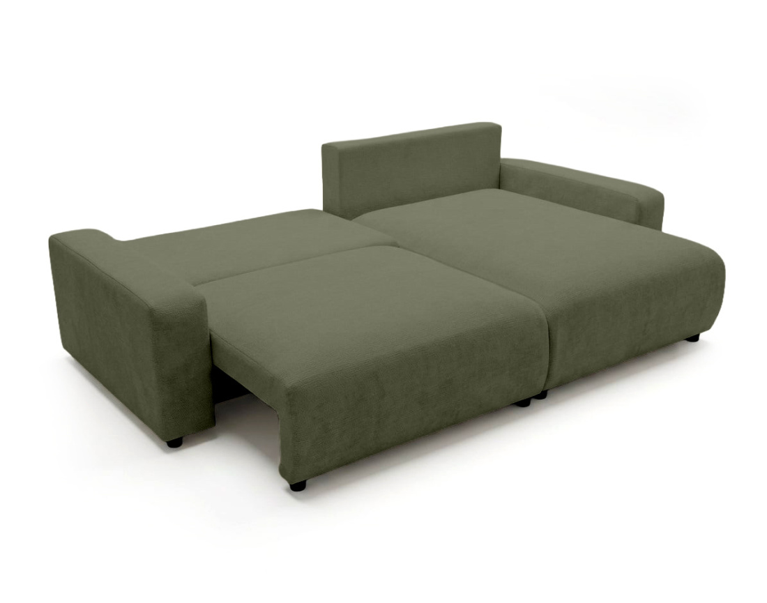 Canapé d'angle réversible 4 places convertible avec coffre en velours texturé Mini Pivoine