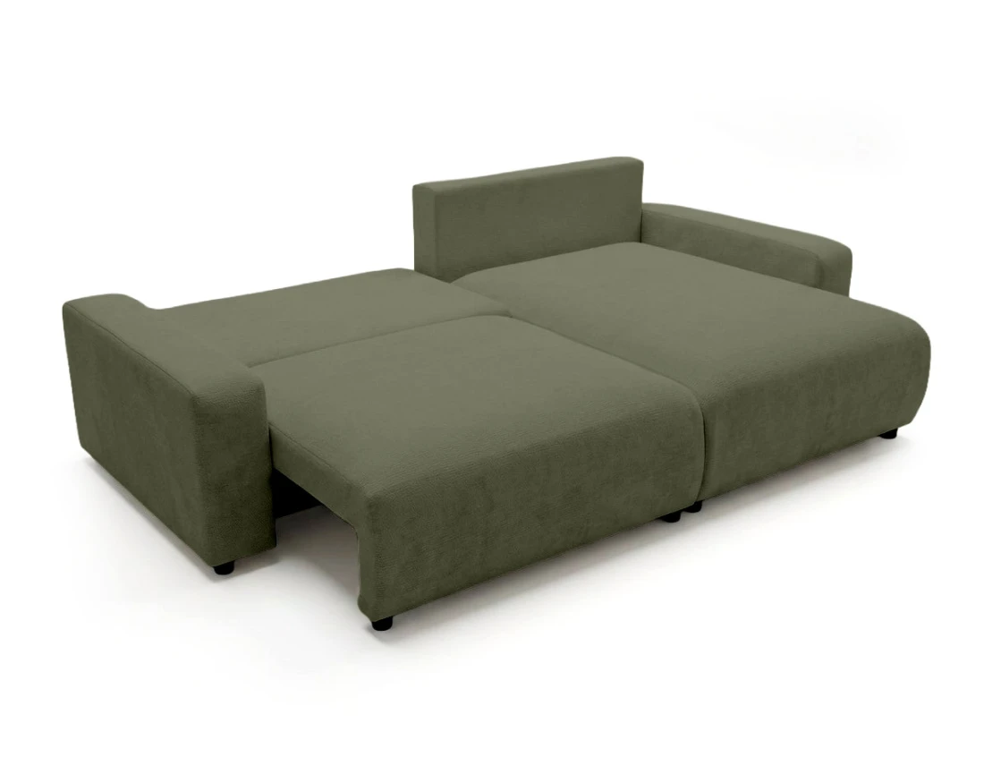 Canapé d'angle réversible 4 places convertible avec coffre en velours texturé Mini Pivoine