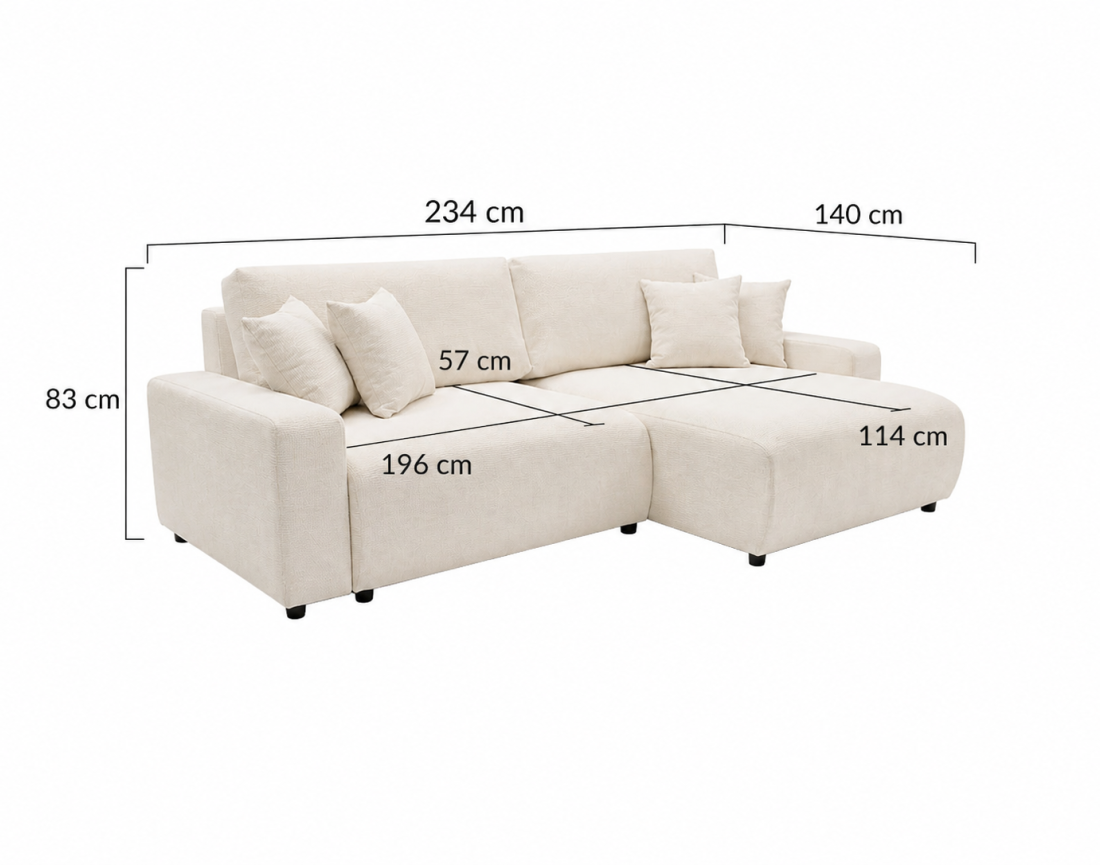 Canapé d'angle réversible 4 places convertible avec coffre en velours texturé Mini Pivoine