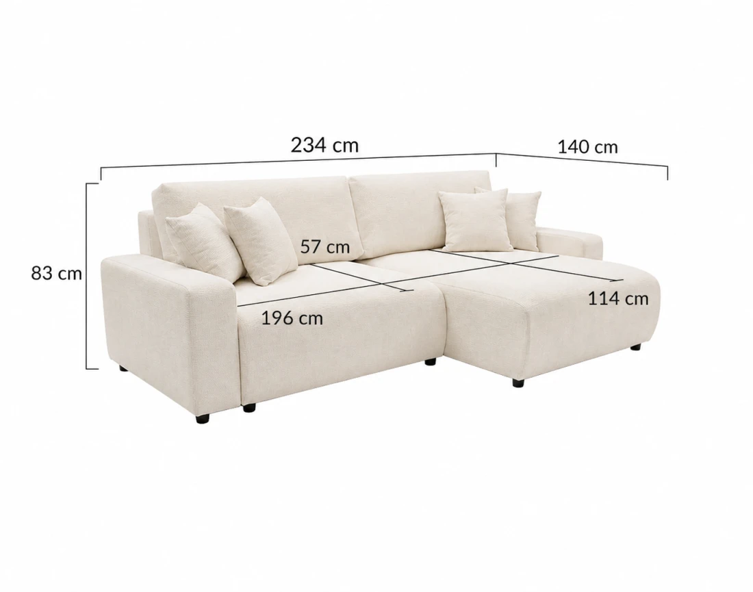 Canapé d'angle réversible 4 places convertible avec coffre en velours texturé Mini Pivoine