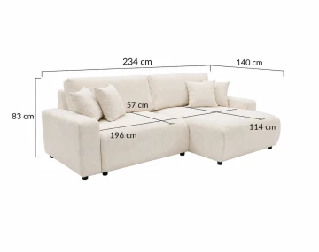 Canapé d'angle réversible 4 places convertible avec coffre en velours texturé Mini Pivoine