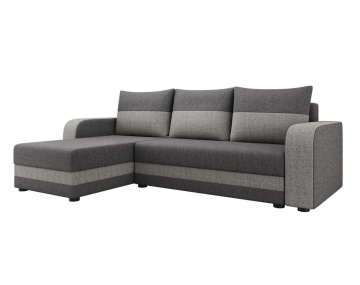Canapé d'angle réversible 4 places convertible avec coffre en tissu bicolore Harvey