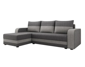 Canapé d'angle réversible 4 places convertible avec coffre en tissu bicolore Harvey