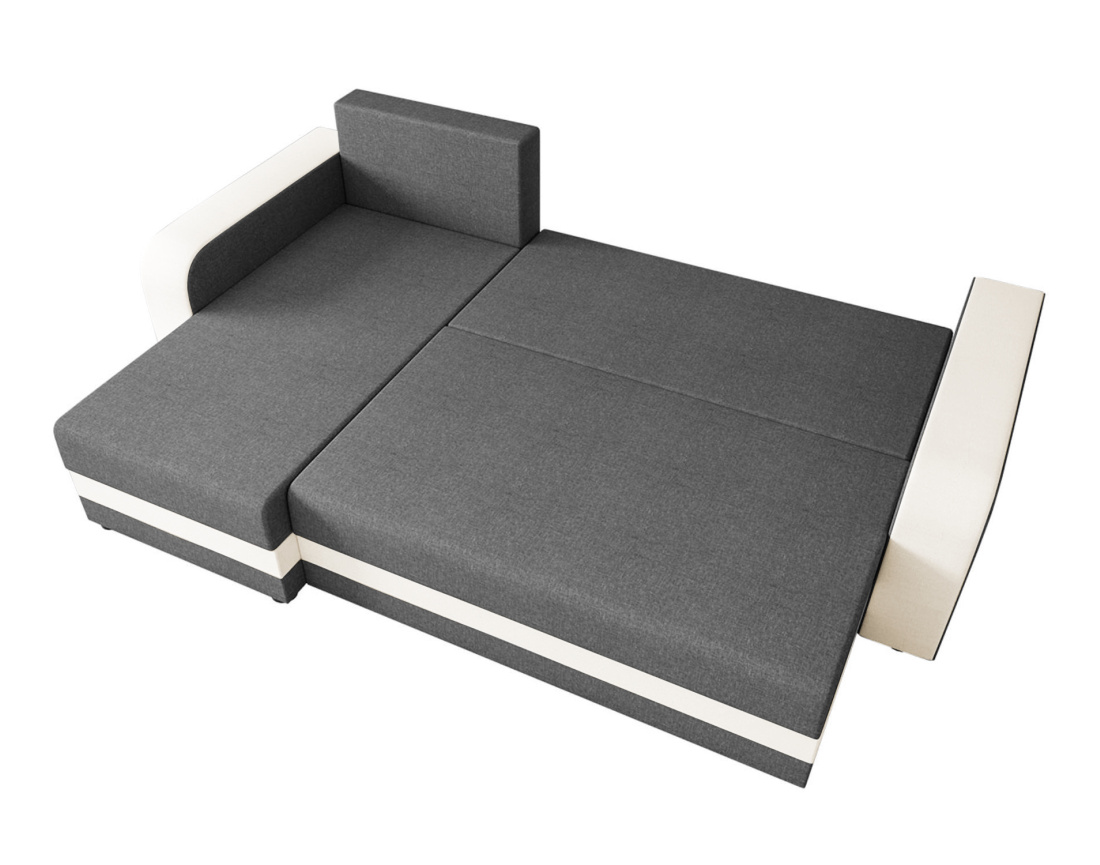 Canapé d'angle réversible 4 places convertible avec coffre en tissu bicolore Harvey