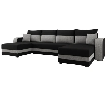 Harvey - canapé panoramique en U 7 places convertible avec coffre en tissu