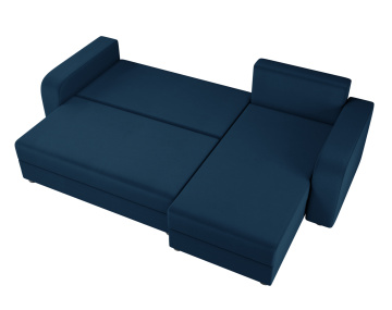 Harvey - canapé d'angle 4 places réversible convertible avec coffre en velours - style contemporain