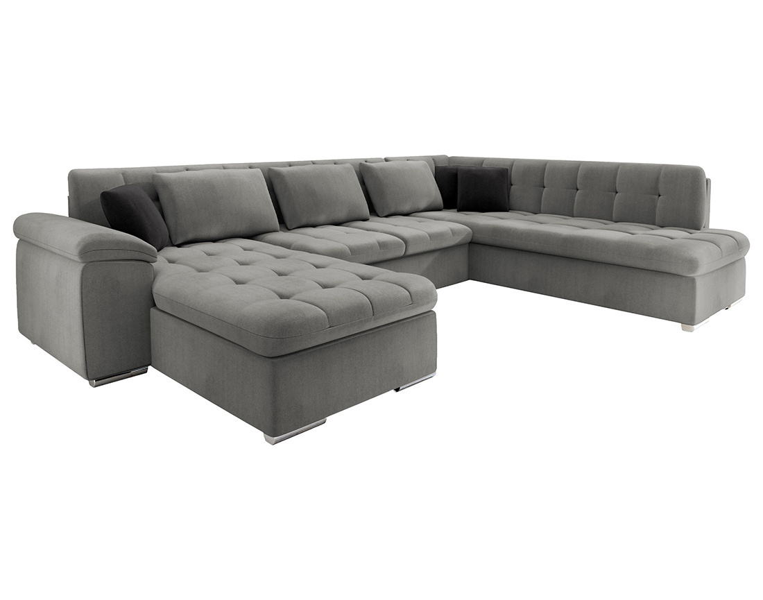 Chuck – canapé panoramique d'angle droit convertible avec coffre au style contemporain