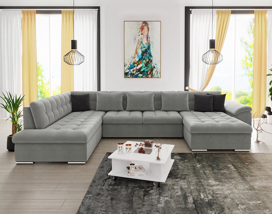 Chuck – canapé panoramique d'angle gauche convertible avec coffre au style contemporain