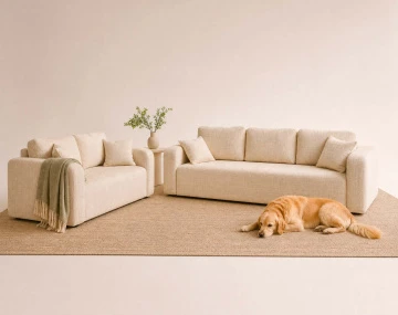 Ensemble de canapés droits Miro 2+3 places velours texturé - Best Mobilier