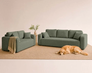 Ensemble de canapés droits Miro 2+3 places velours texturé - Best Mobilier