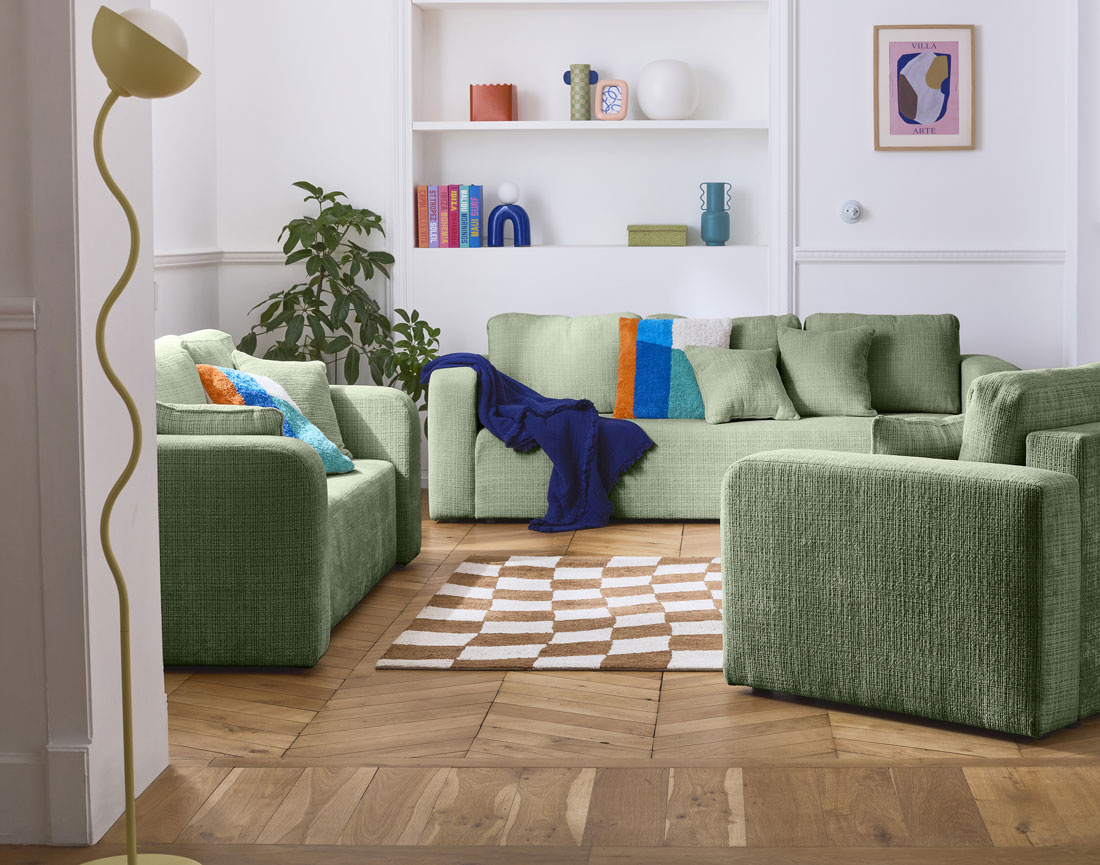 Ensemble de canapés droits Miro 2+3 places velours texturé - Best Mobilier