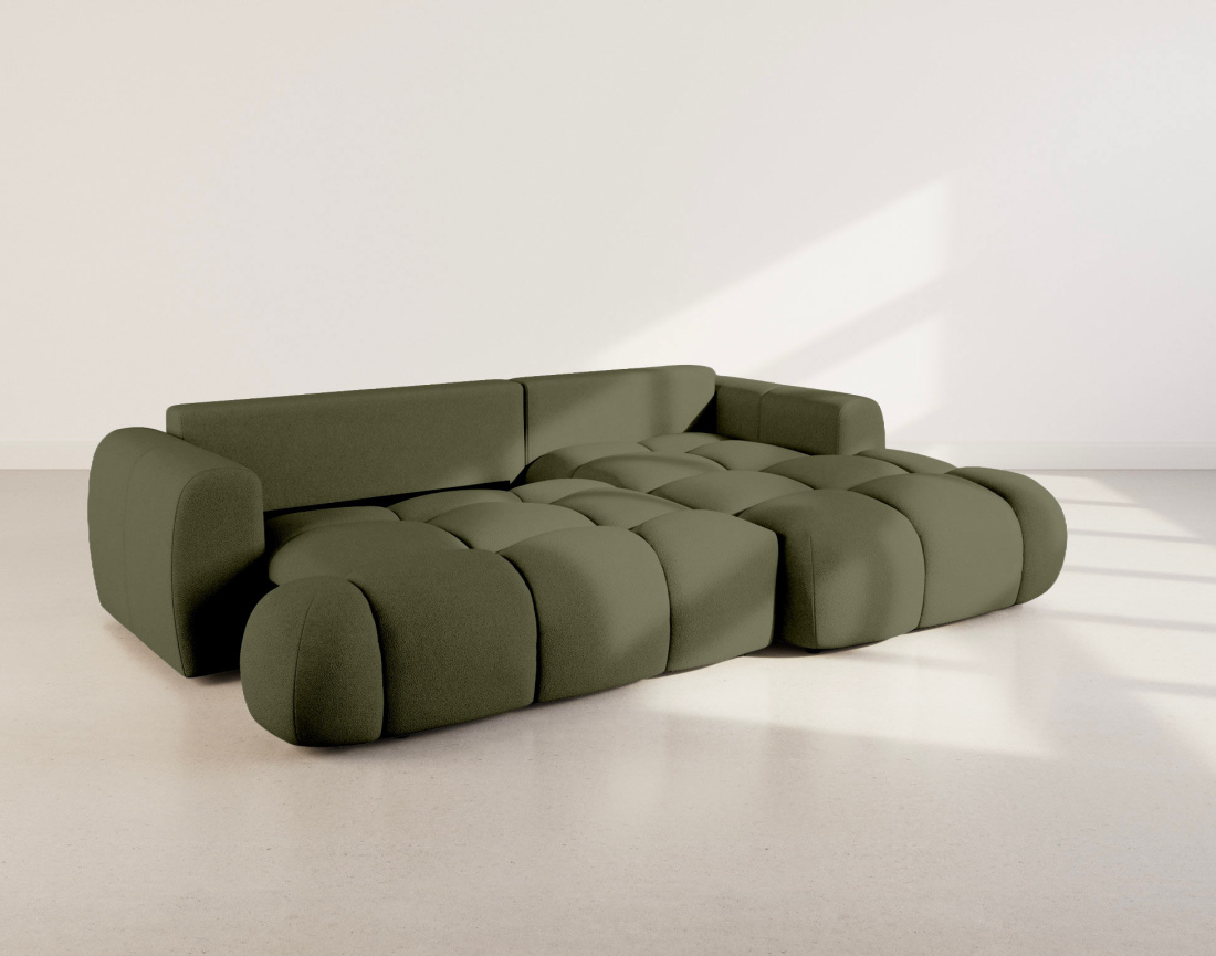 Canapé YULIN d'angle droit 4 places convertible avec coffre en tissu bouclette Yulin - Best Mobilier