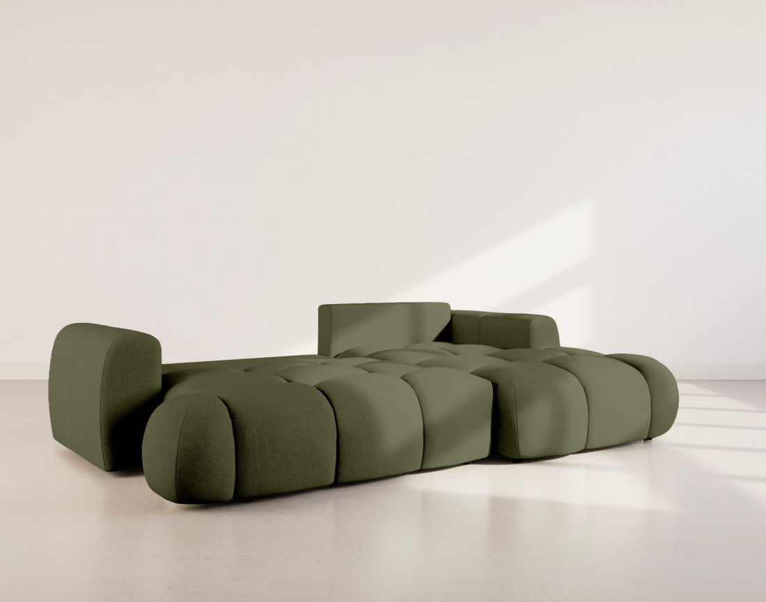 Canapé YULIN d'angle droit 4 places convertible avec coffre en tissu bouclette Yulin - Best Mobilier