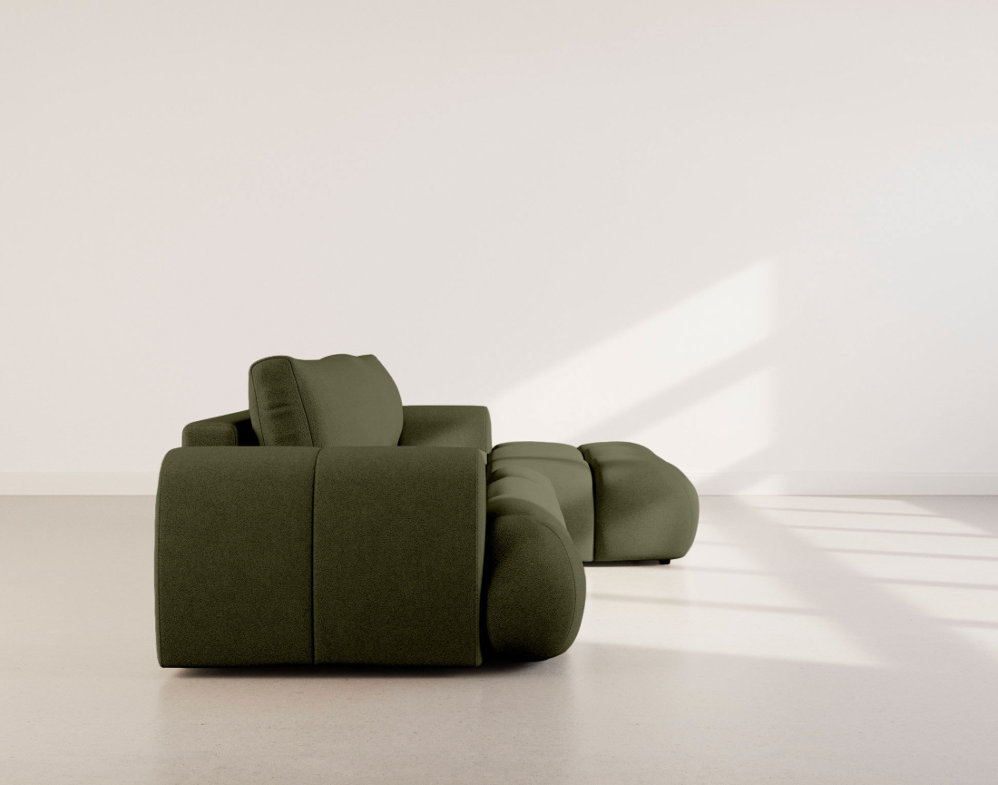 Canapé YULIN d'angle droit 4 places convertible avec coffre en tissu bouclette Yulin - Best Mobilier