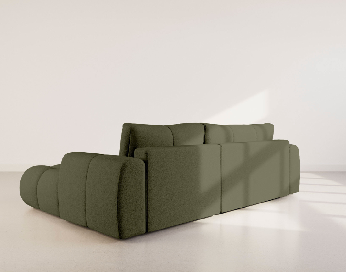 Canapé YULIN d'angle droit 4 places convertible avec coffre en tissu bouclette Yulin - Best Mobilier