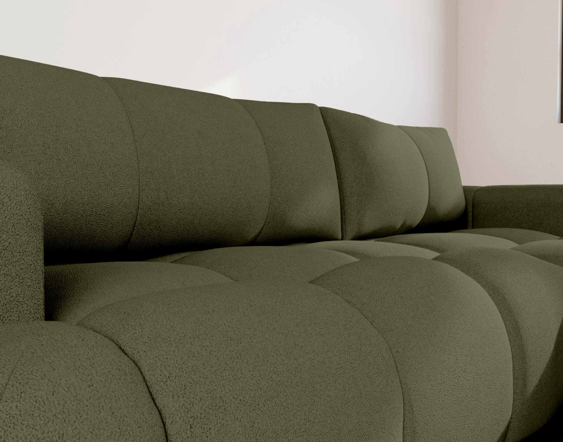 Canapé YULIN d'angle droit 4 places convertible avec coffre en tissu bouclette Yulin - Best Mobilier