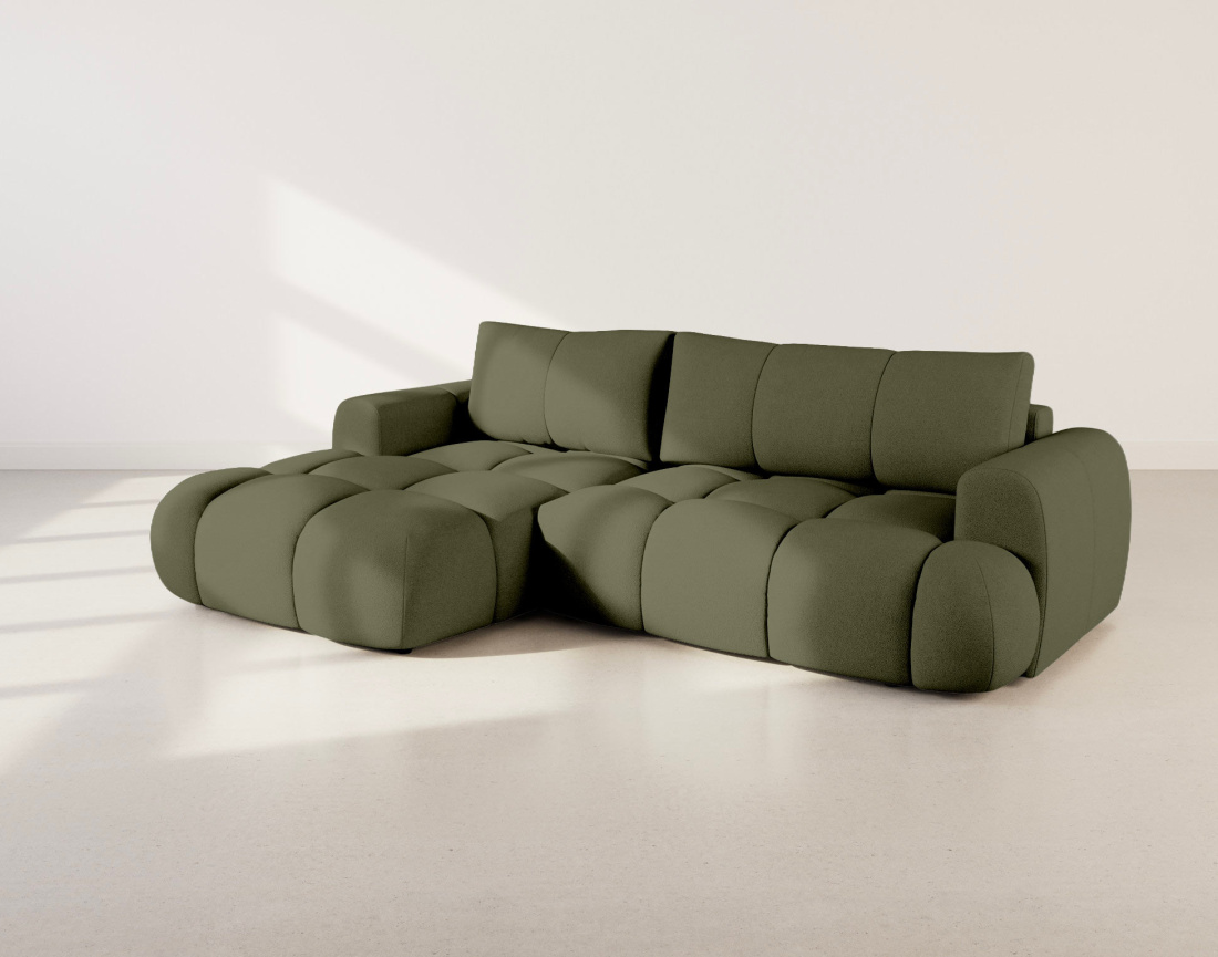 Canapé YULIN d'angle 4 places convertible en tissu bouclette - Best Mobilier