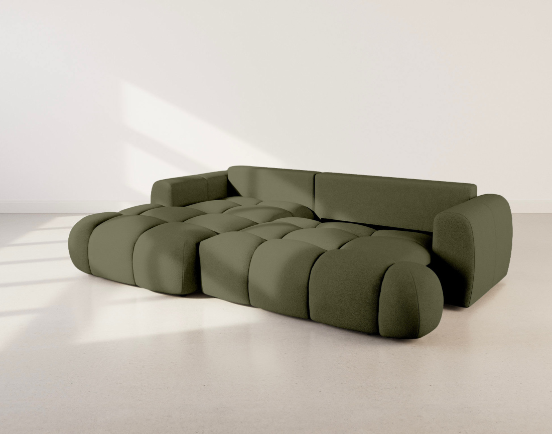Canapé YULIN d'angle 4 places convertible en tissu bouclette - Best Mobilier