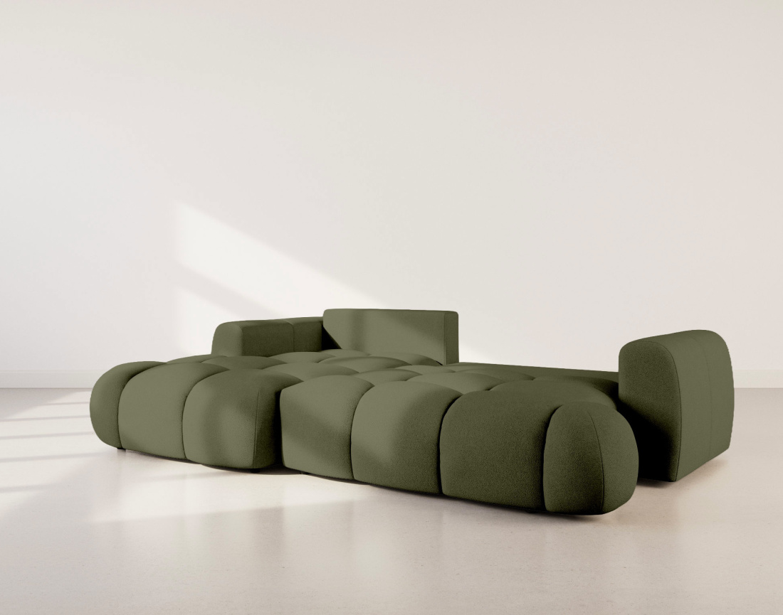 Canapé YULIN d'angle 4 places convertible en tissu bouclette - Best Mobilier