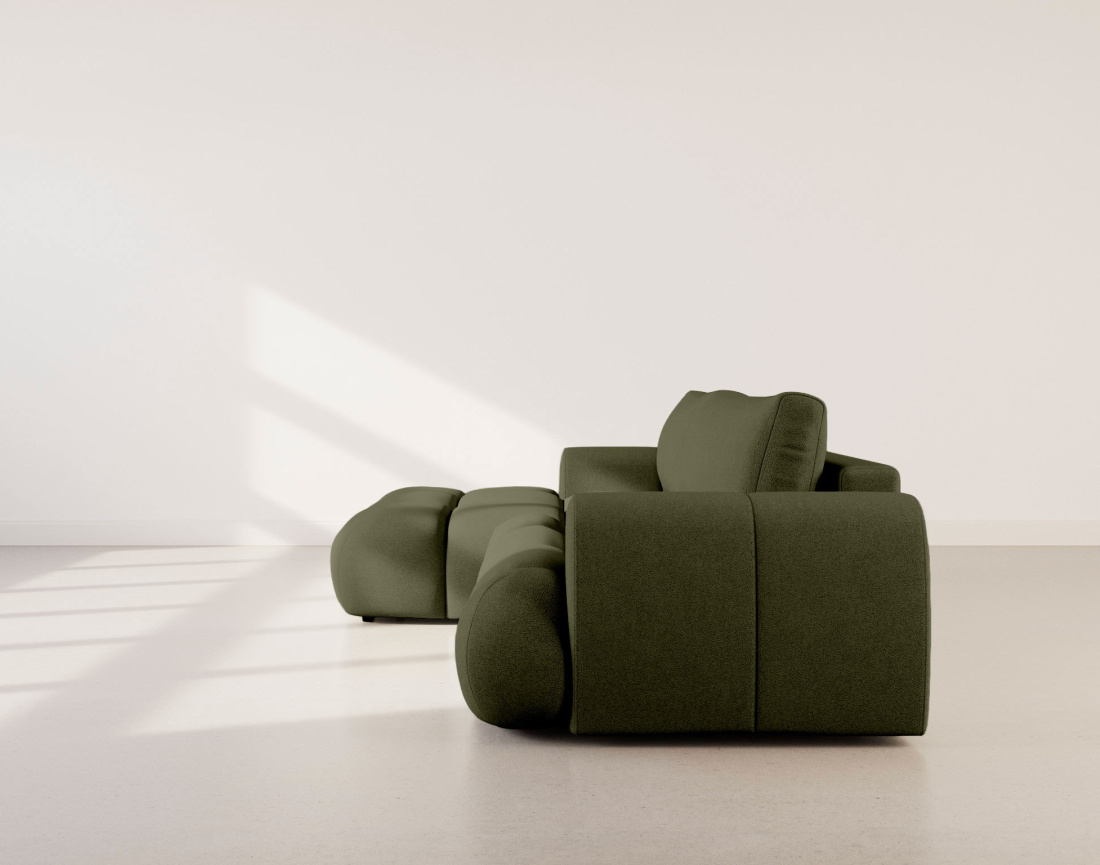 Canapé YULIN d'angle 4 places convertible en tissu bouclette - Best Mobilier