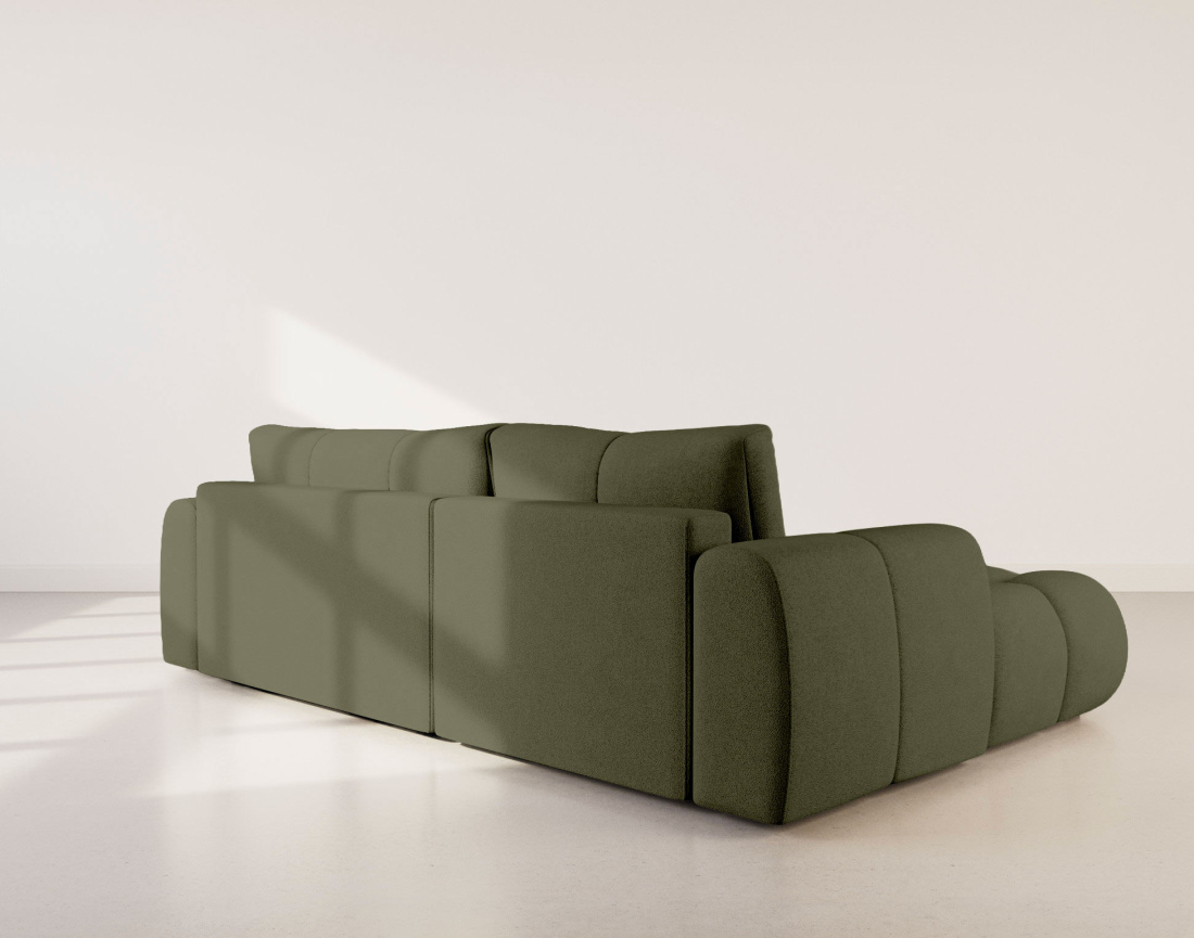 Canapé YULIN d'angle 4 places convertible en tissu bouclette - Best Mobilier