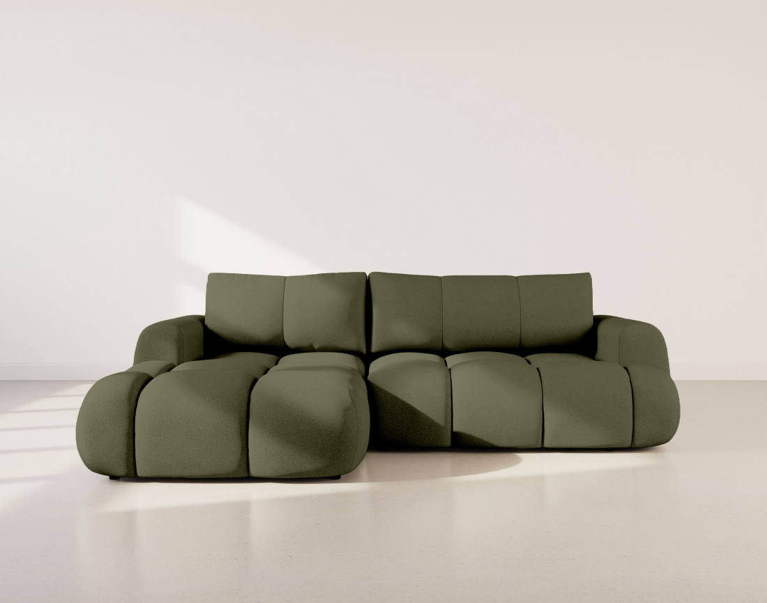 Canapé YULIN d'angle 4 places convertible en tissu bouclette - Best Mobilier