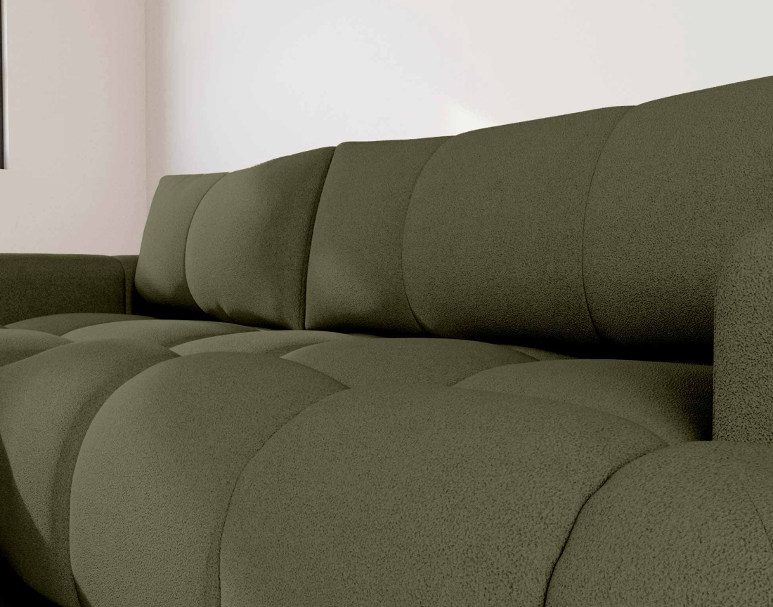 Canapé YULIN d'angle 4 places convertible en tissu bouclette - Best Mobilier