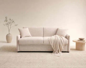 Canapé 3 places convertible express couchage quotidien 140 cm matelas 14 cm en tissu texturé Adele