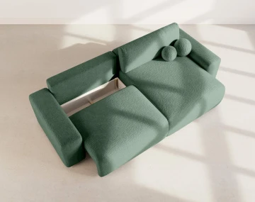 Canapé d'angle réversible 4 places convertible avec coffre en velours gaufré Constance