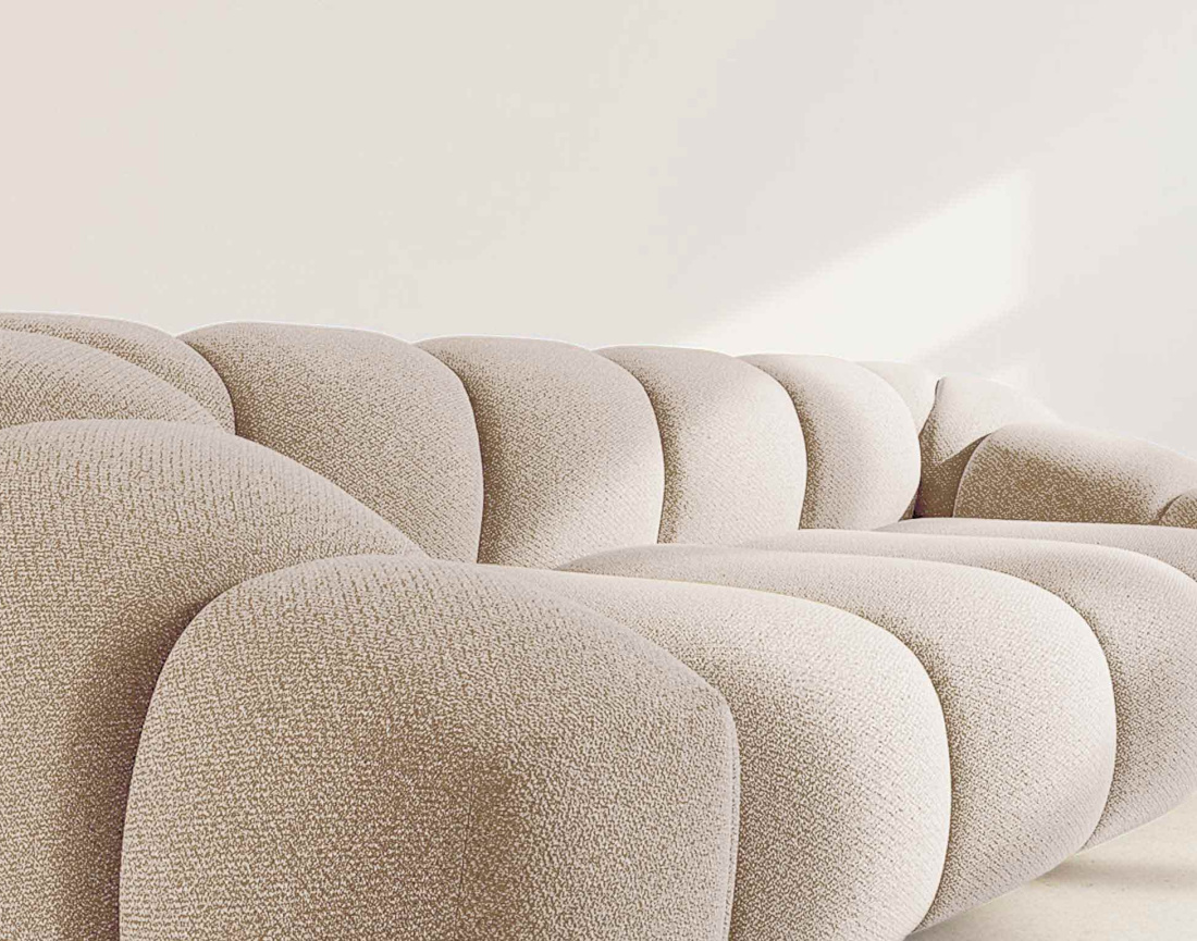 Canapé AVA 3 places en velours texturé - Best Mobilier