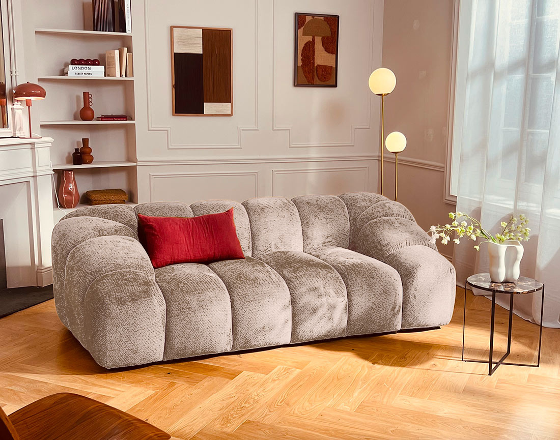 Canapé AVA 3 places en velours texturé - Best Mobilier