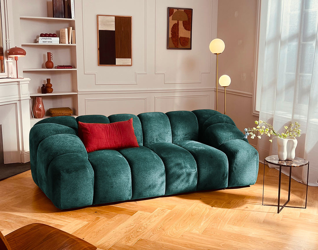 Canapé AVA 3 places en velours texturé - Best Mobilier
