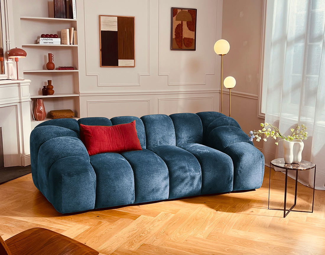 Canapé AVA 3 places en velours texturé - Best Mobilier