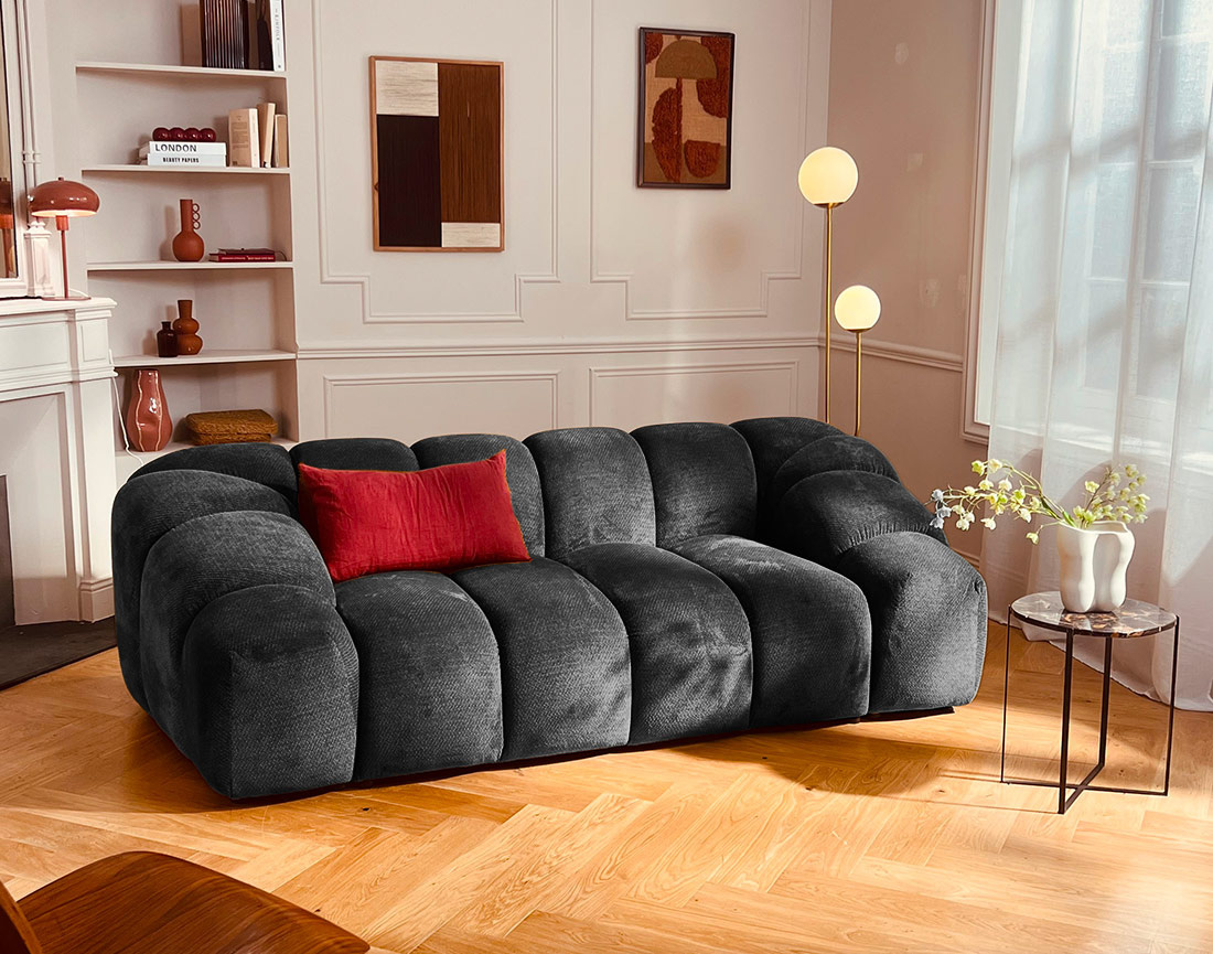 Canapé AVA 3 places en velours texturé - Best Mobilier