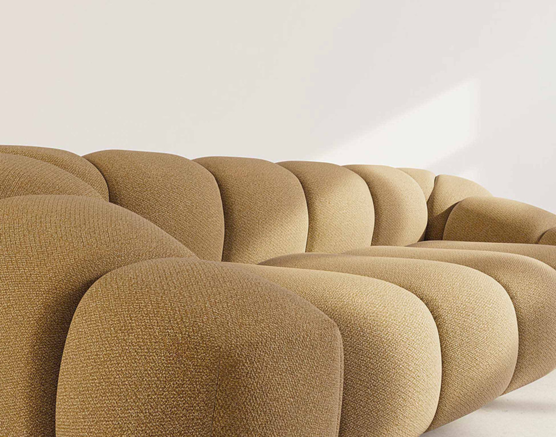 Canapé AVA 3 places en velours texturé - Best Mobilier