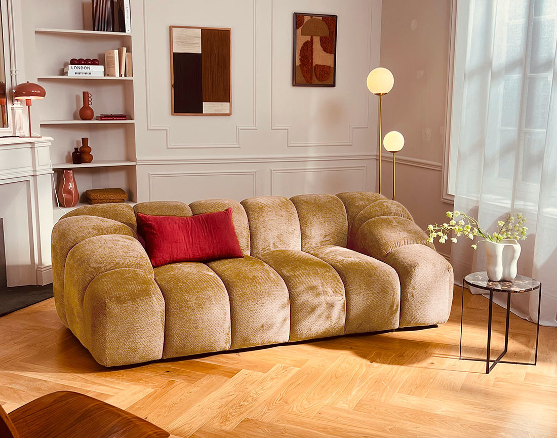 Canapé AVA 3 places en velours texturé - Best Mobilier