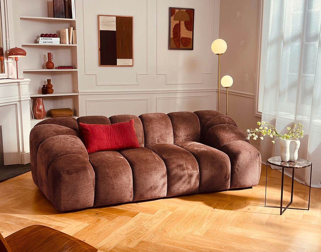 Canapé AVA 3 places en velours texturé - Best Mobilier