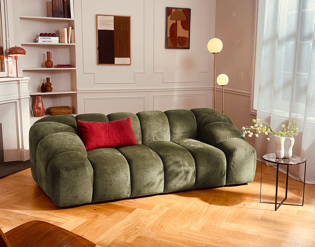 Canapé AVA 3 places en velours texturé - Best Mobilier