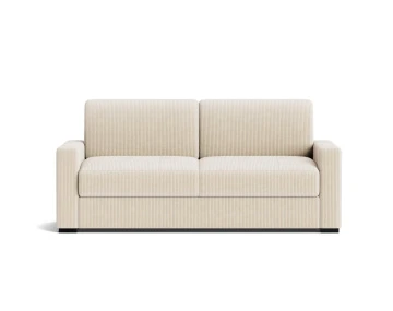 Canapé 3 places convertible express couchage quotidien 140 cm matelas 18 cm en velours côtelé Tristan