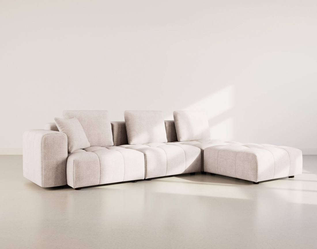 Canapé modulable 4 places en velours texturé Colette