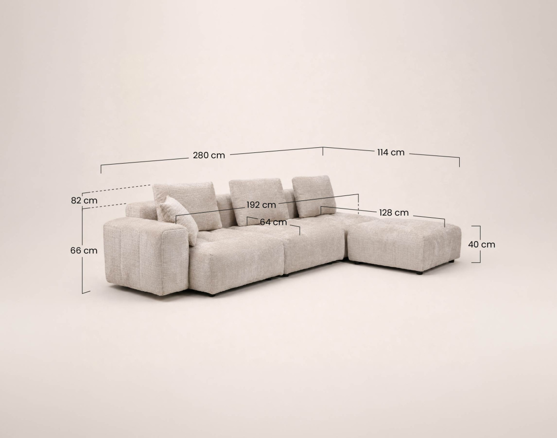 Canapé modulable 4 places en velours texturé Colette