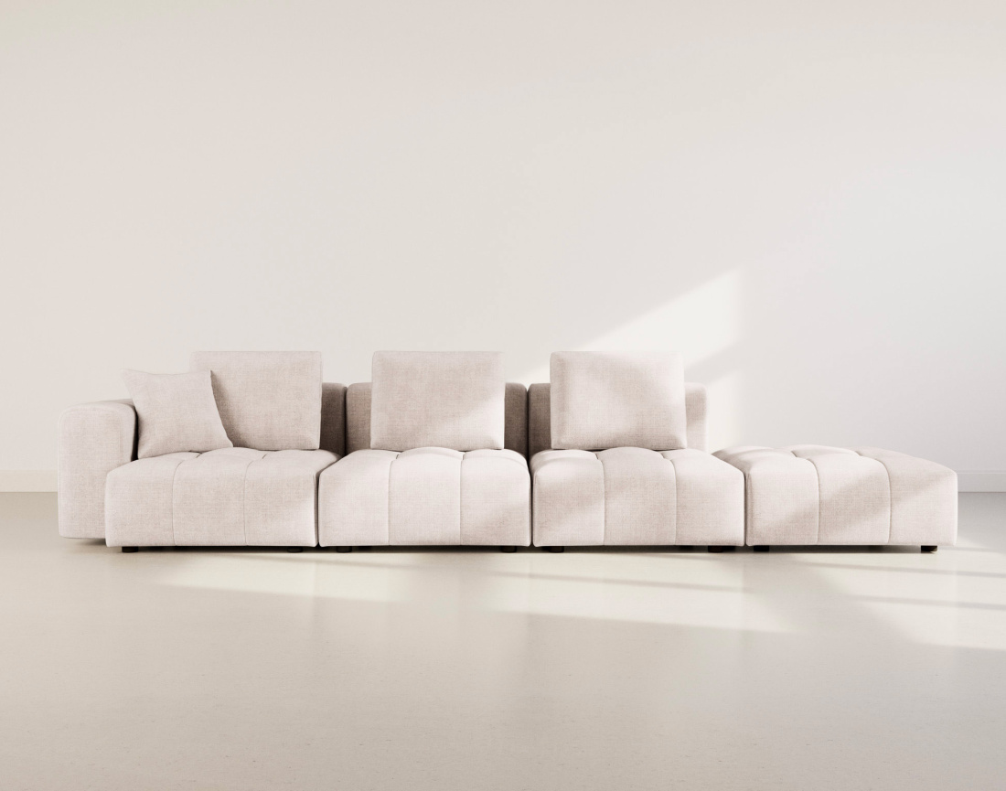 Canapé modulable 4 places en velours texturé Colette