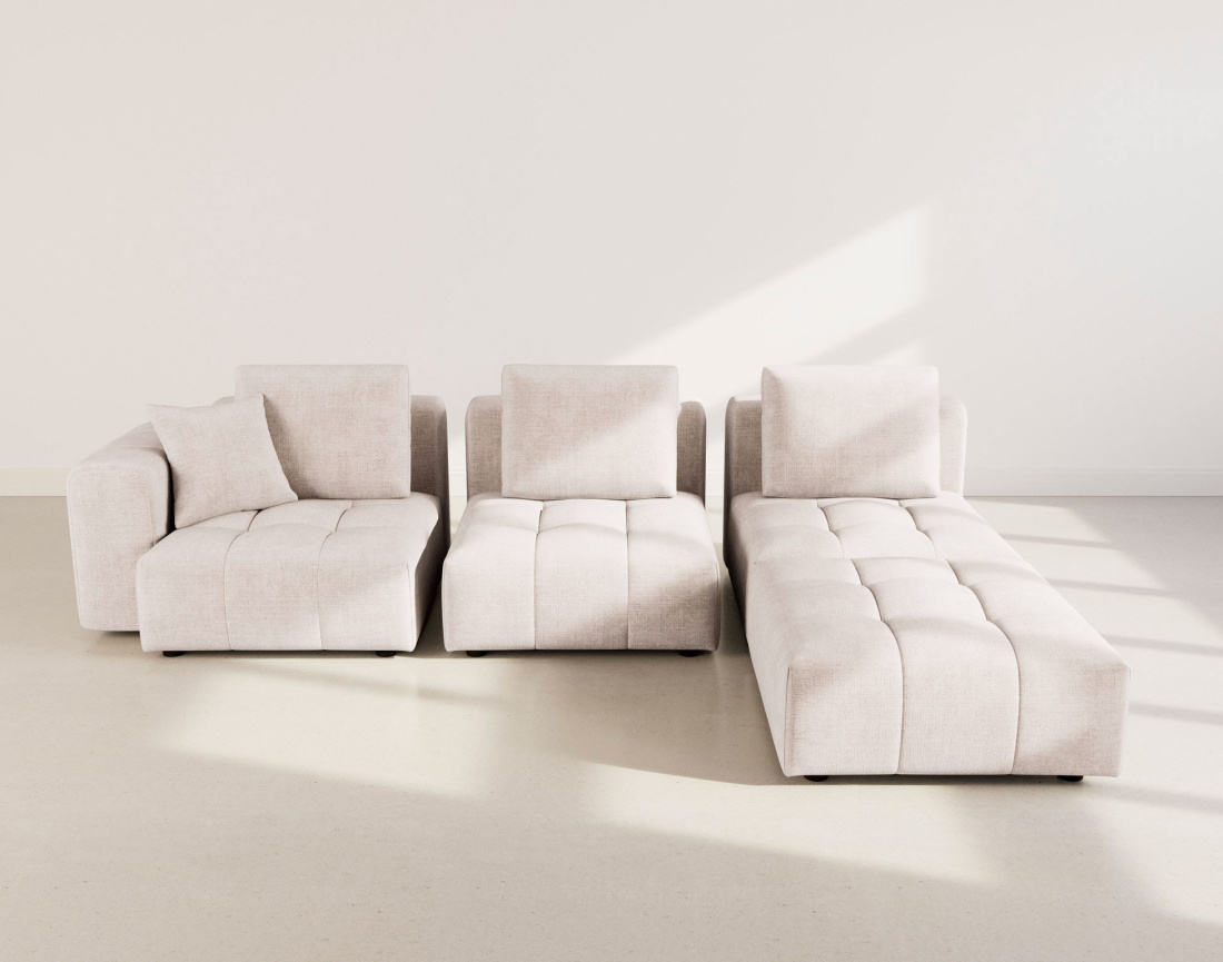 Canapé modulable 4 places en velours texturé Colette