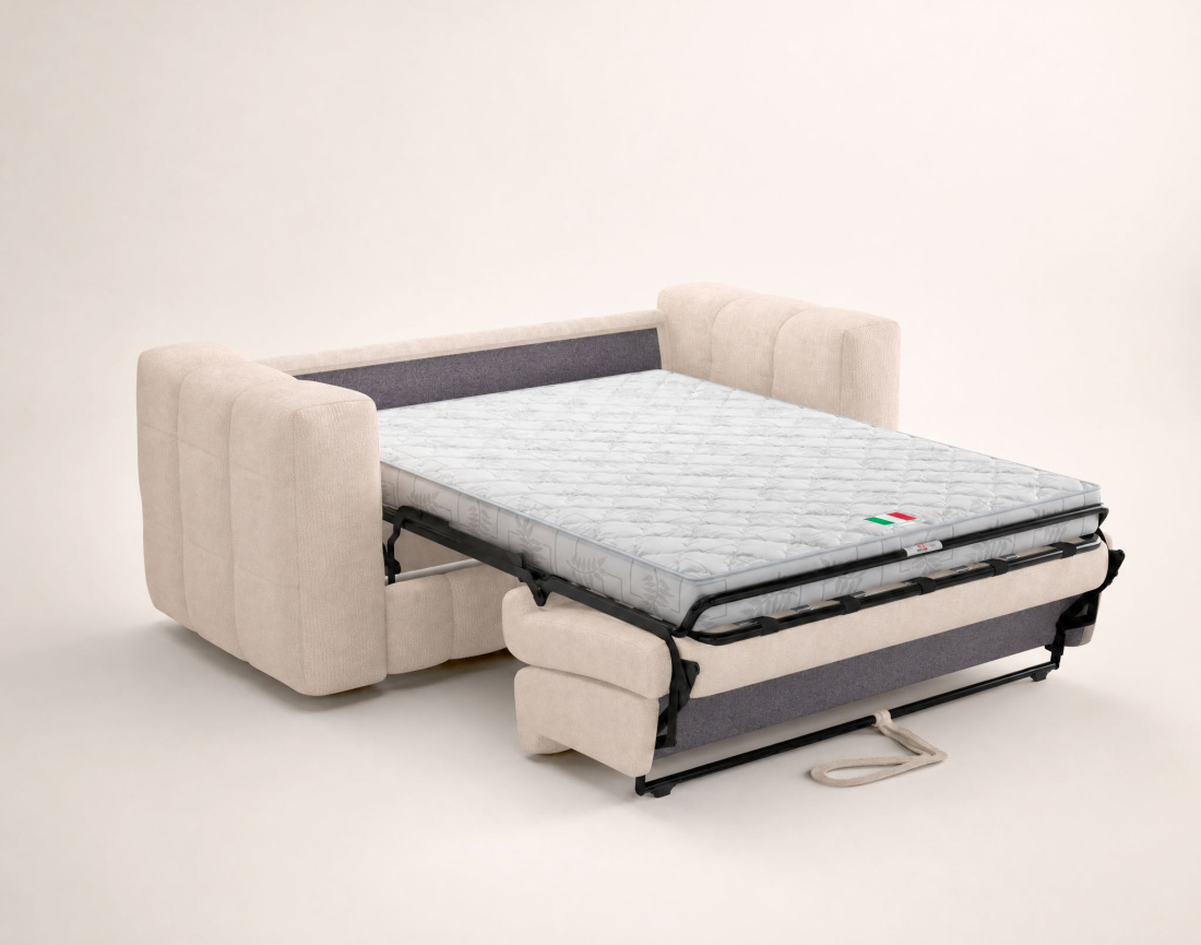 Canapé VIOLETTE 3 places convertible express couchage quotidien 140 cm matelas 14 cm velours gaufré | Best Mobilier