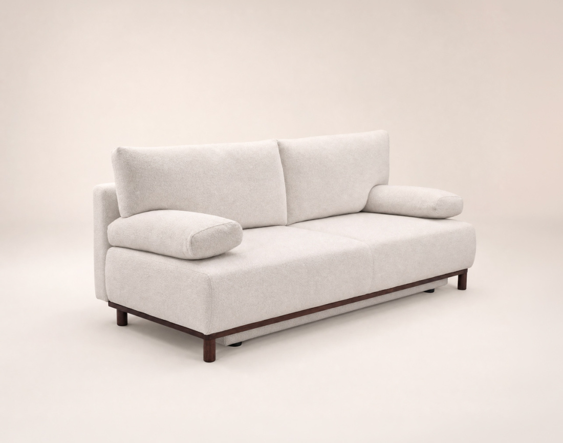 Canapé Hortense droit 3 places convertible avec coffre en velours texturé | Best Mobilier
