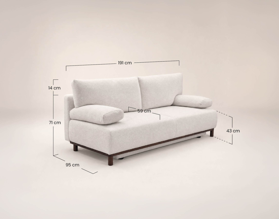 Canapé Hortense droit 3 places convertible avec coffre en velours texturé | Best Mobilier