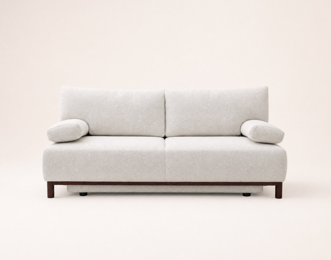 Canapé Hortense droit 3 places convertible avec coffre en velours texturé | Best Mobilier