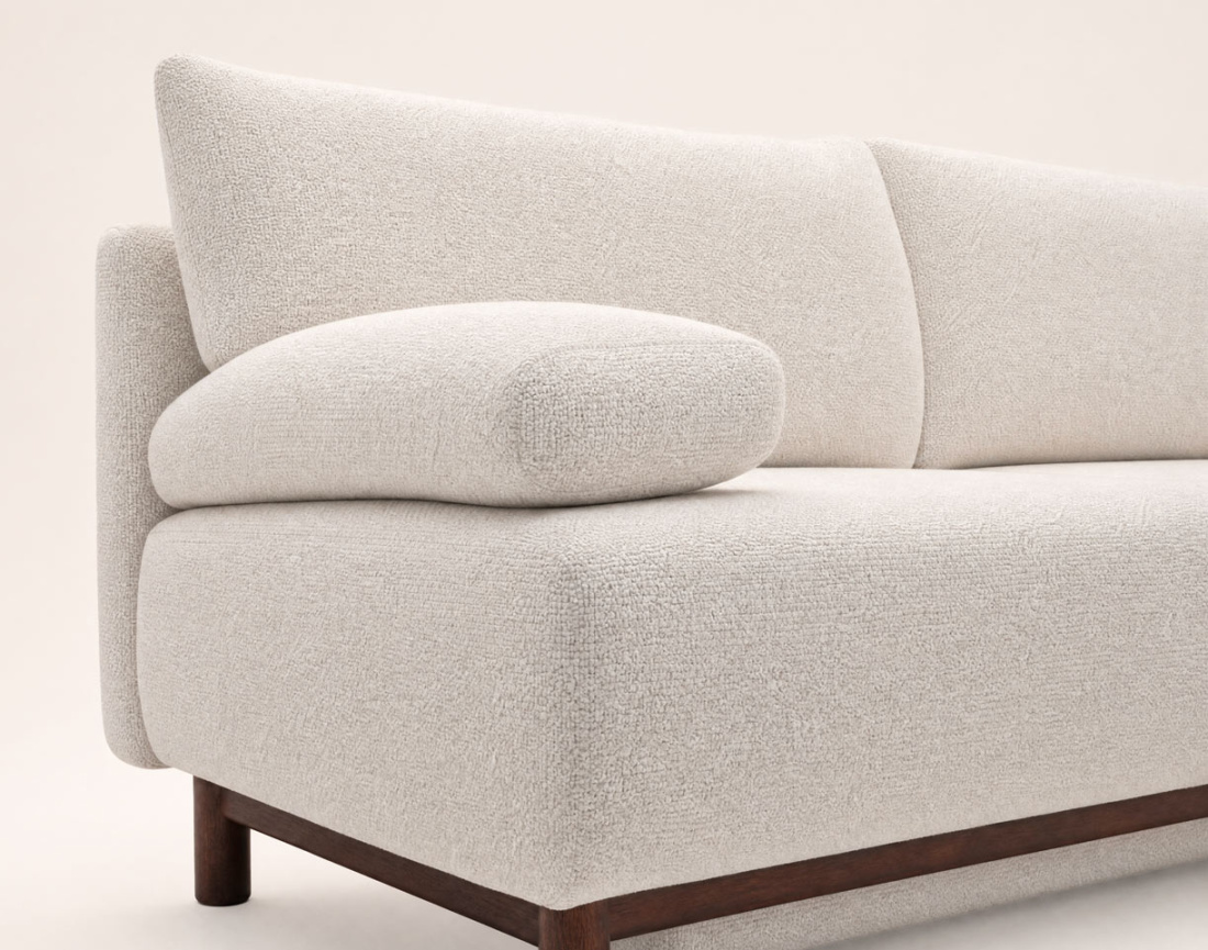 Canapé Hortense droit 3 places convertible avec coffre en velours texturé | Best Mobilier