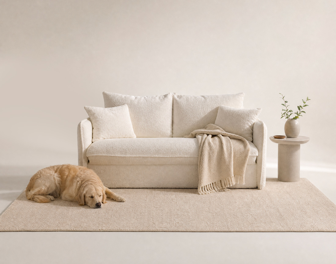 Canapé GAUTHIER 3 places convertible express couchage quotidien 140 cm matelas 14 cm en tissu texturé | Best Mobilier