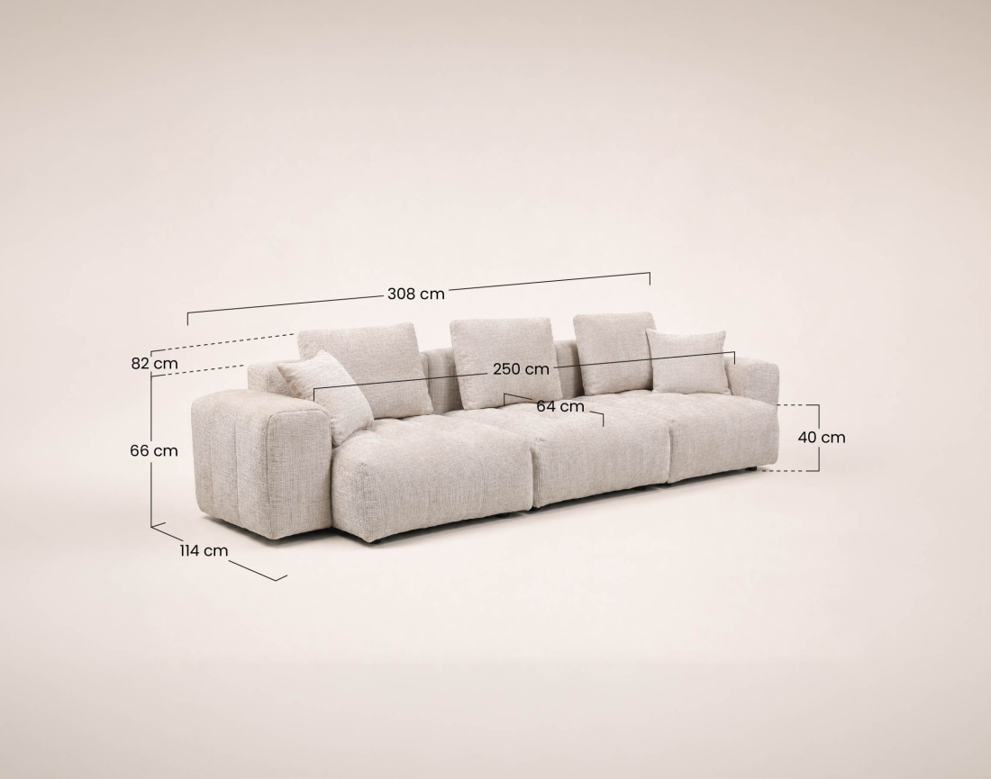 Canapé modulable 3 places en velours texturé Colette